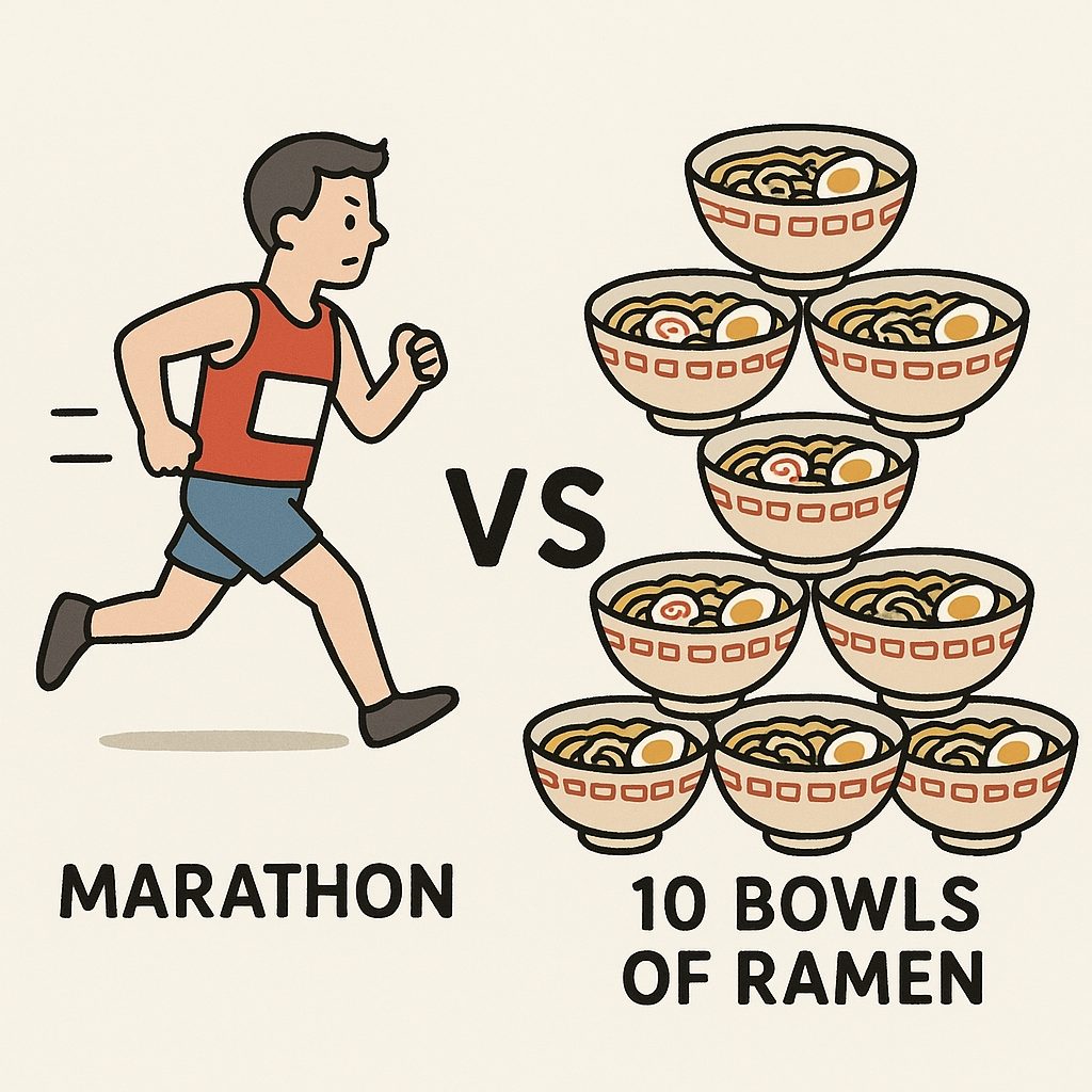 🏃‍♂️挑战极限：跑完马拉松🆚吃掉十碗拉面！